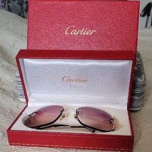 Cartier Women's Sunglasses - Pink Gradient and Silver